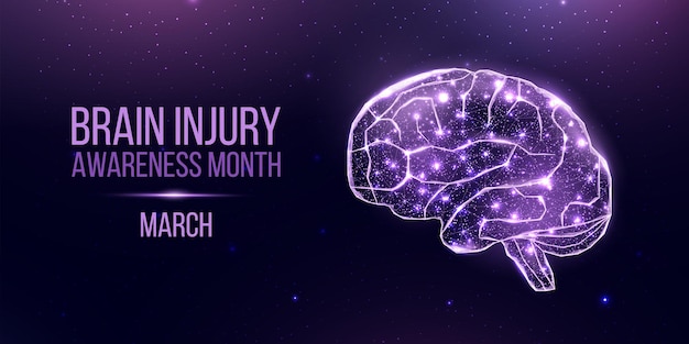 Premium Vector | Brain injury awareness month concept with glowing low ...