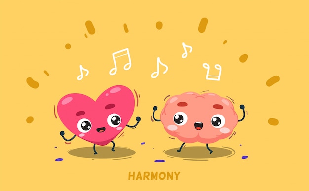 Download A brain is dancing together with heart. isolated ...