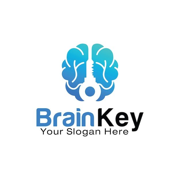 Premium Vector | Brain Key Logo Design Template