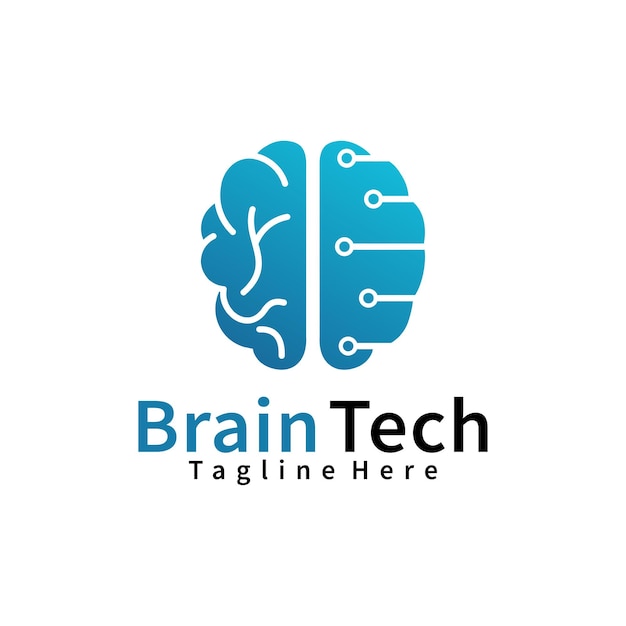 Premium Vector | Brain tech logo design template