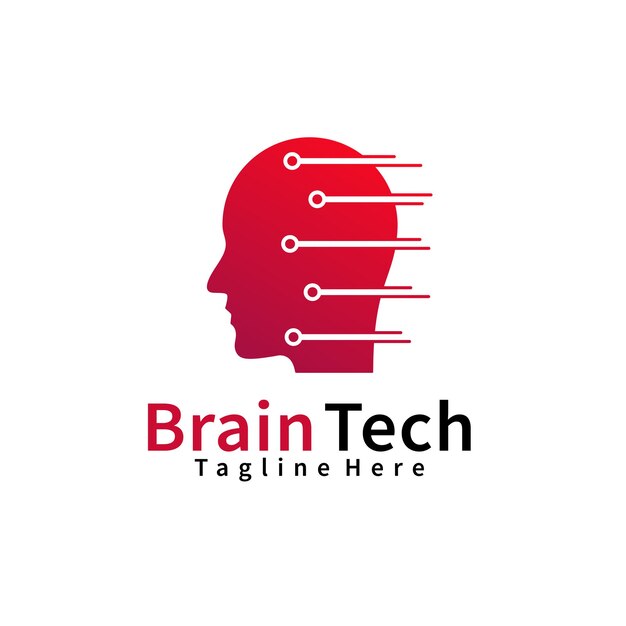 Premium Vector | Brain tech logo design template