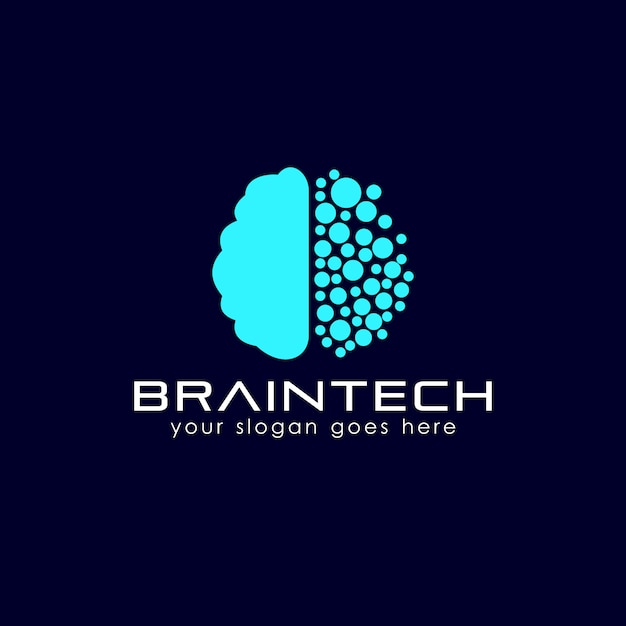 Premium Vector | Brain tech logo template