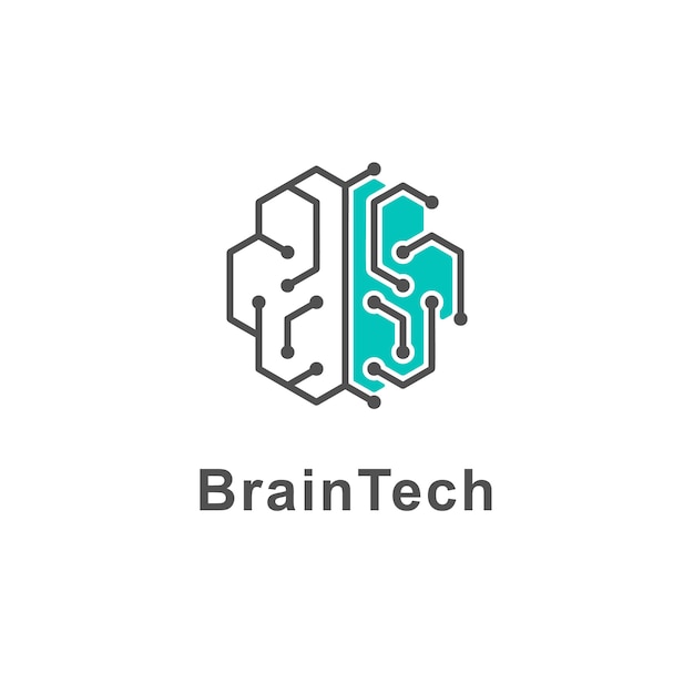 Premium Vector | Brain tech logo