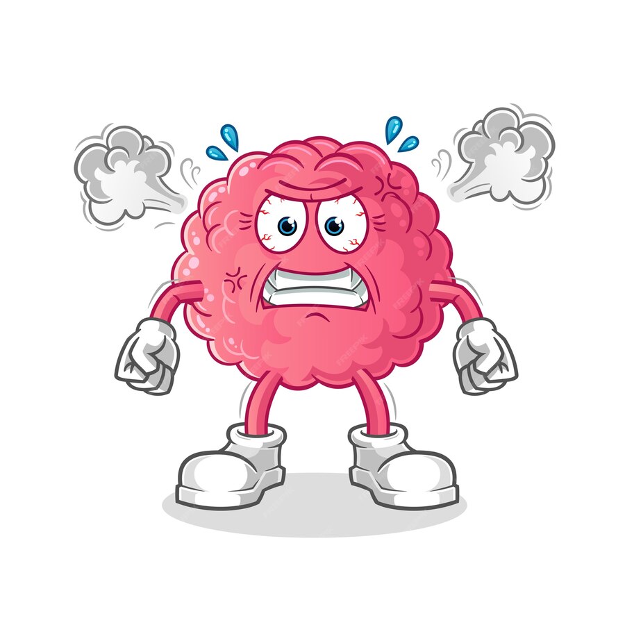 Premium Vector | Brain very angry mascot isolated on white