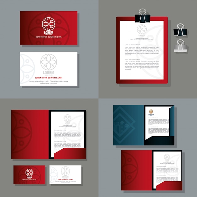 Download Premium Vector | Brand mockup corporate identity, mockup stationery supplies red color with sign ...