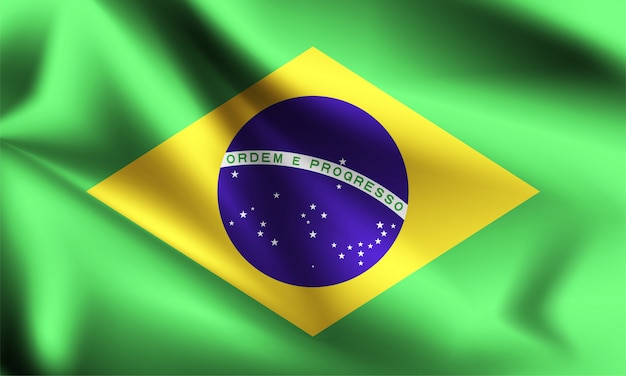 Premium Vector | Brazil flag blowing in the wind. part of a series ...