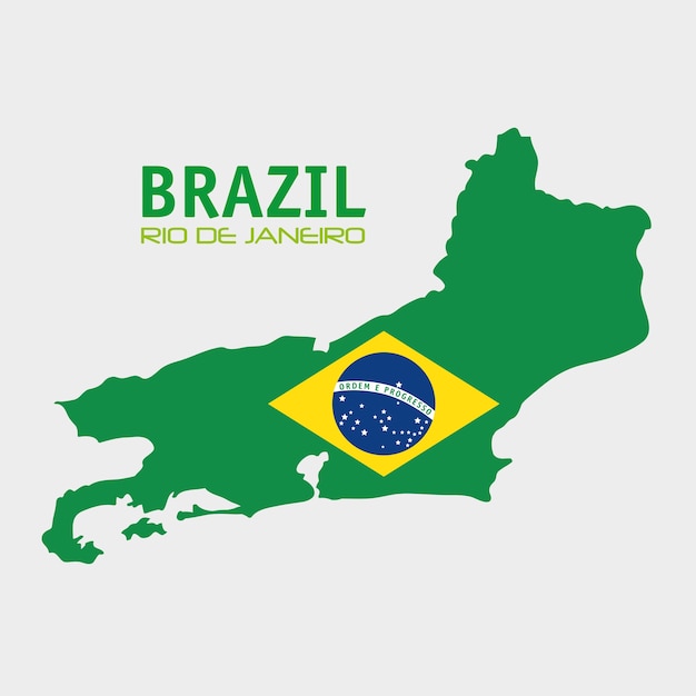 Premium Vector Brazil Rio De Janeiro Map And Flag