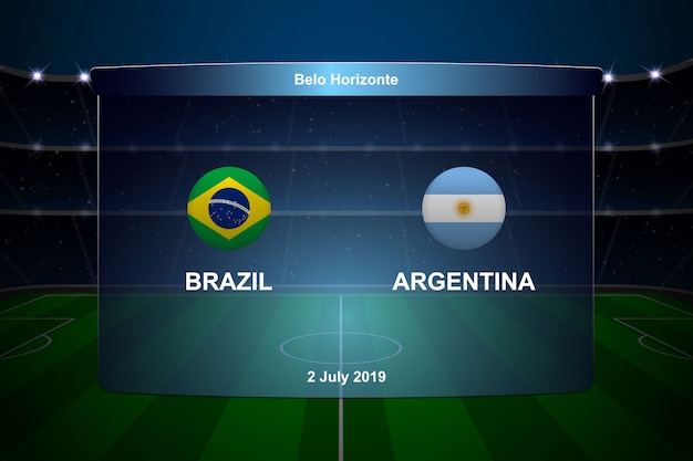 ブラジル対アルゼンチンのサッカーのスコアボード プレミアムベクター