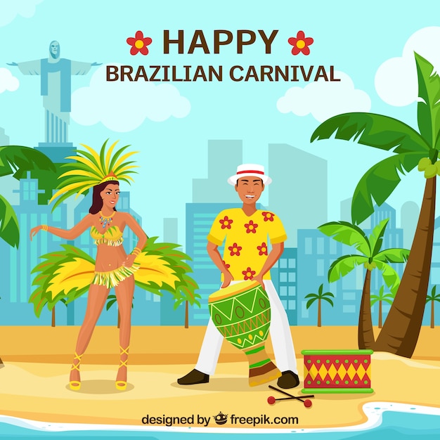 Brazilian carnival background with\
dancers