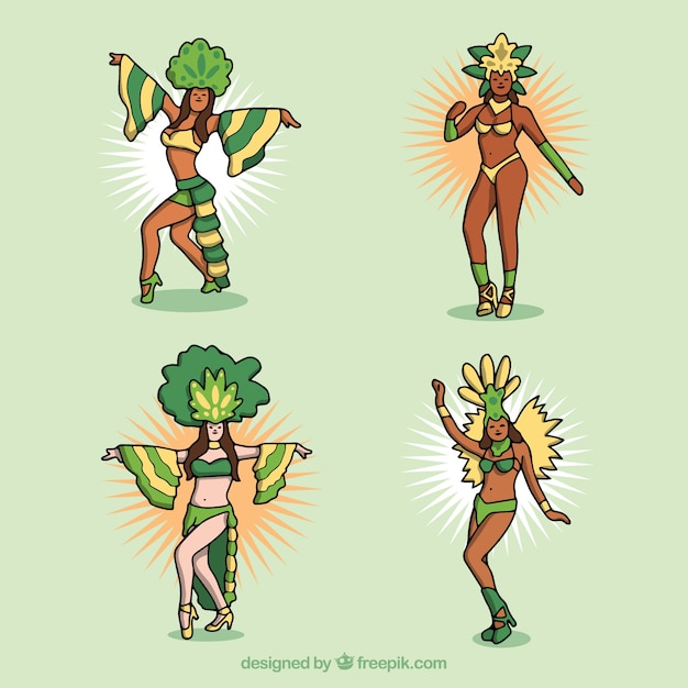 Brazilian carnival dancer collection of
four