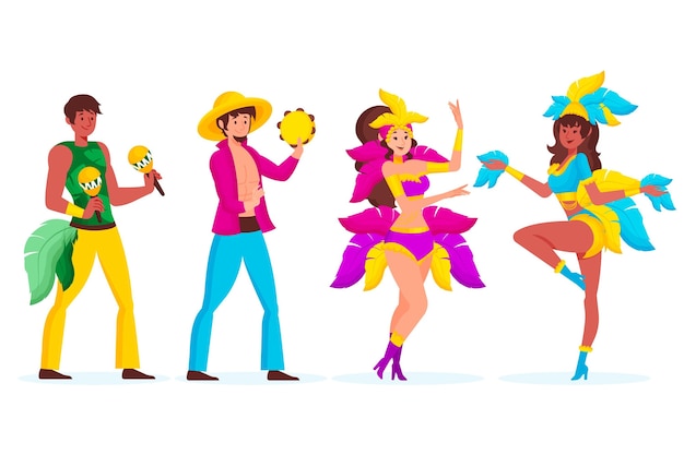 Free Vector | Brazilian carnival dancer collection