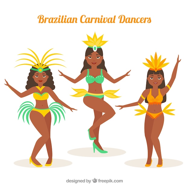Brazilian carnival dancer set of three