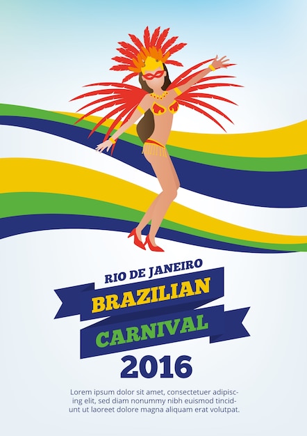 Brazilian dancer with feathers poster
