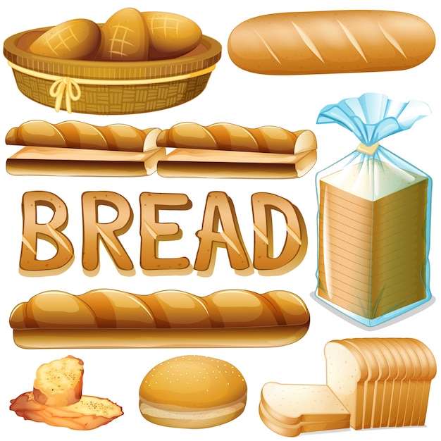いろいろな種類のパンのイラスト 無料のベクター