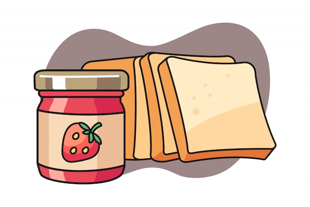 Bread and jam illustration | Premium Vector