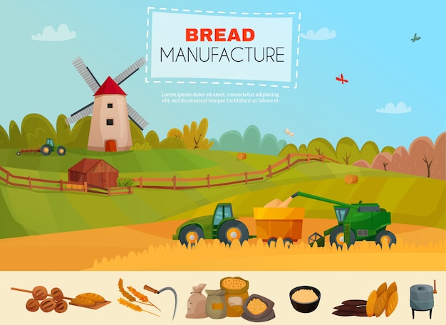 Free Vector | Bread manufacture template