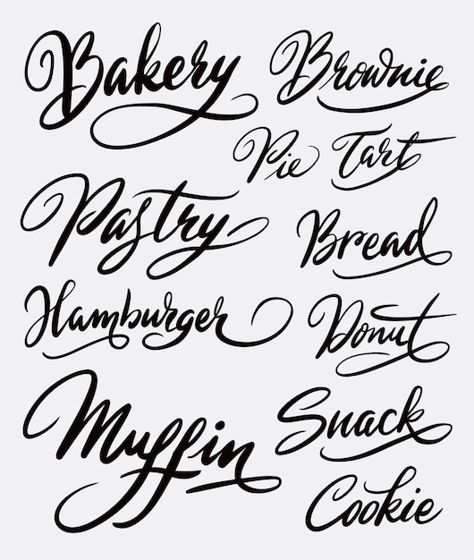 Premium Vector | Bread and pastry handwriting calligraphy