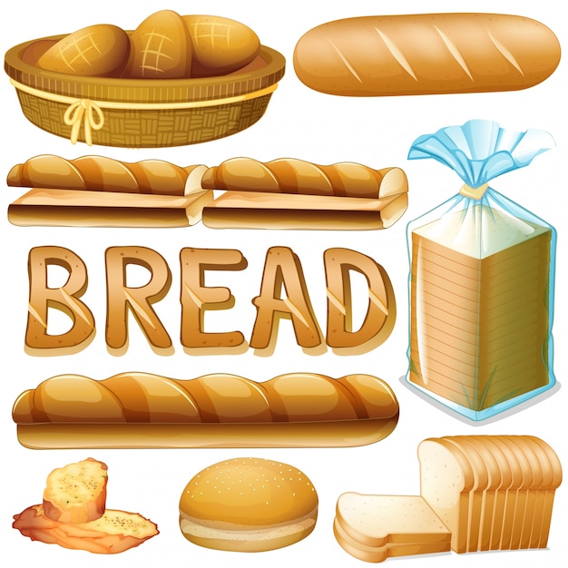 Free Vector Bread In Various Kinds Illustration