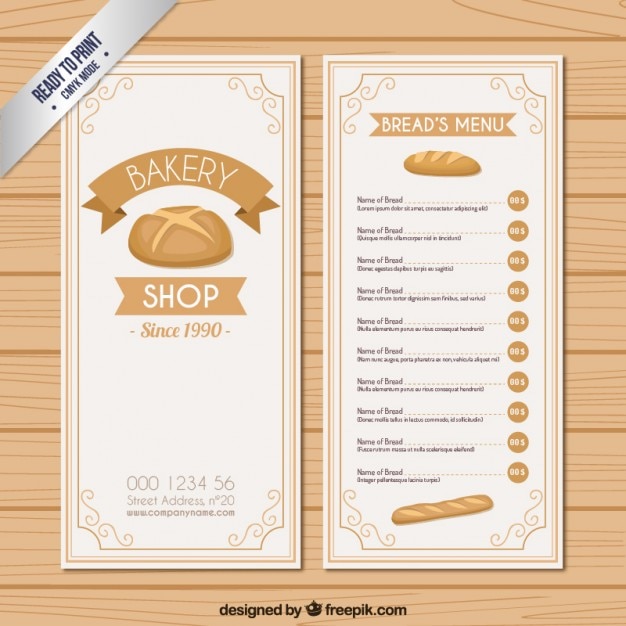 Breads bakery menu
