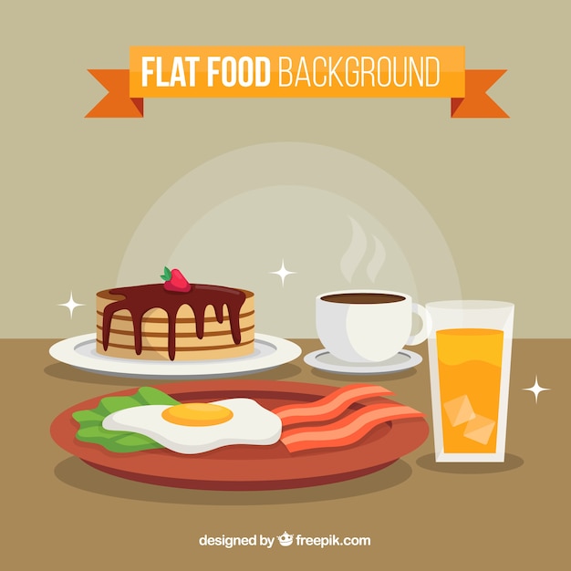 Breakfast background with flat design