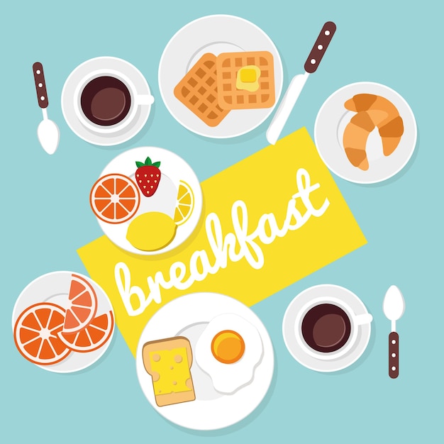 Premium Vector | Breakfast food and drinks in flat style vector ...