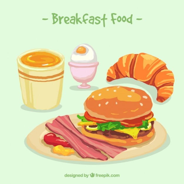 Breakfast time with delicious food