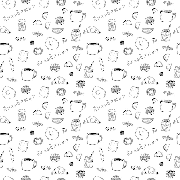 Premium Vector | Breakfastbreakfast seamless pattern, vector ...