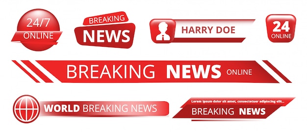 Premium Vector | Breaking News Banners. Television Broadcast Header On ...