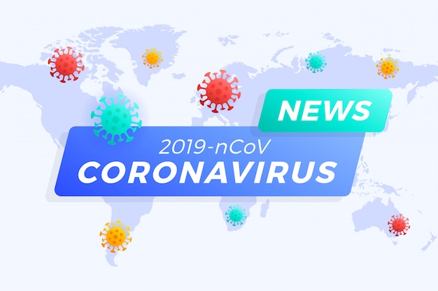 世界の最新ニュースの見出しcovid 19またはコロナウイルス 武漢イラストのコロナウイルス プレミアムベクター