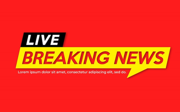 Premium Vector | Breaking news live banner on the red
