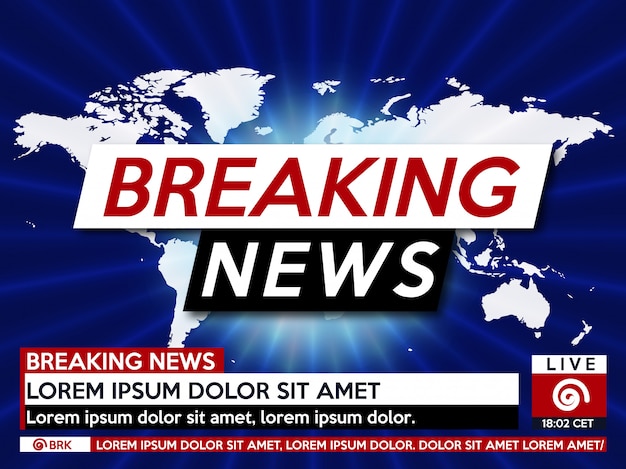 Breaking News Live On World Map On The Blue . 