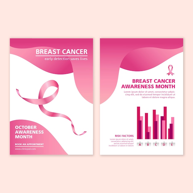 Free Vector Breast Cancer A5 Flyer Template Theme