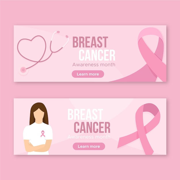 Premium Vector | Breast cancer awareness banners