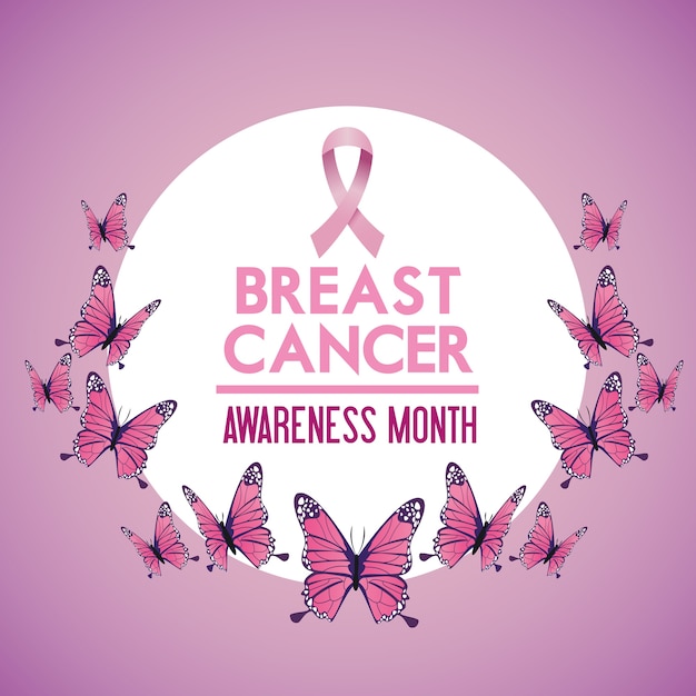 Premium Vector | Breast Cancer Awareness Month Campaign Poster With ...