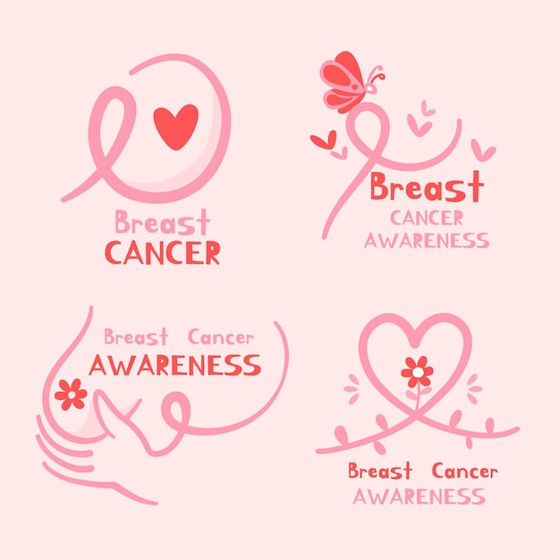 Premium Vector | Breast cancer awareness month labels collection