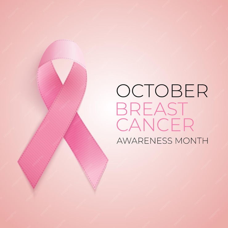 Premium Vector | Breast cancer awareness month pink ribbon background ...