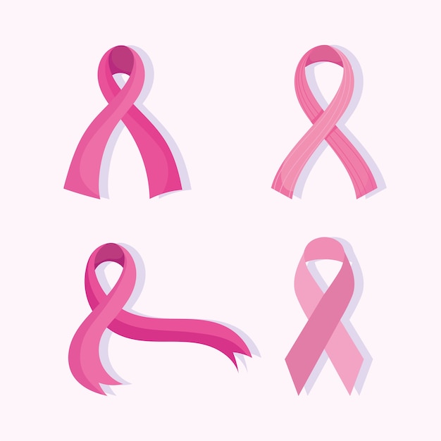 プレミアムベクター 乳がん啓発月間ピンクリボンインスピレーションを与えるアイコン
