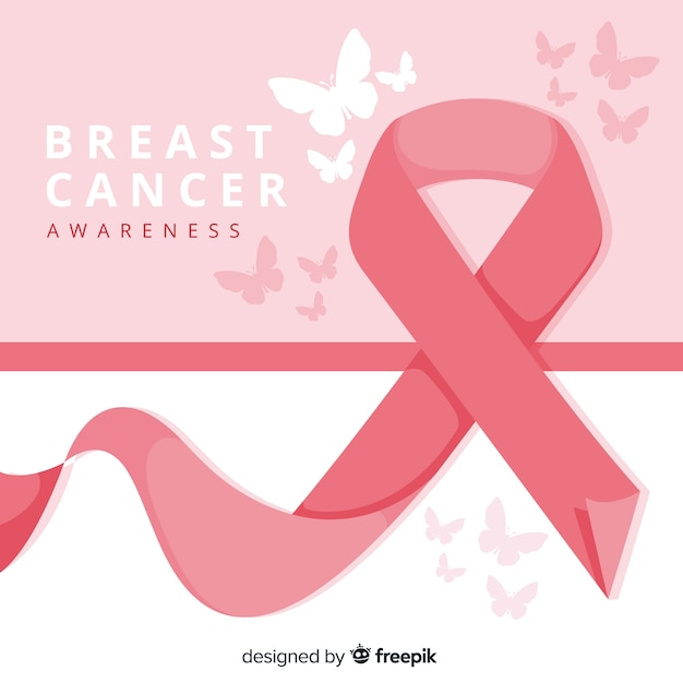 Download Free Vector Breast Cancer Awareness Ribbon With Butterflies