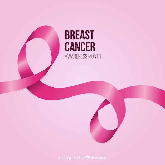 Download Breast cancer awareness with realistic pink ribbon Vector ...