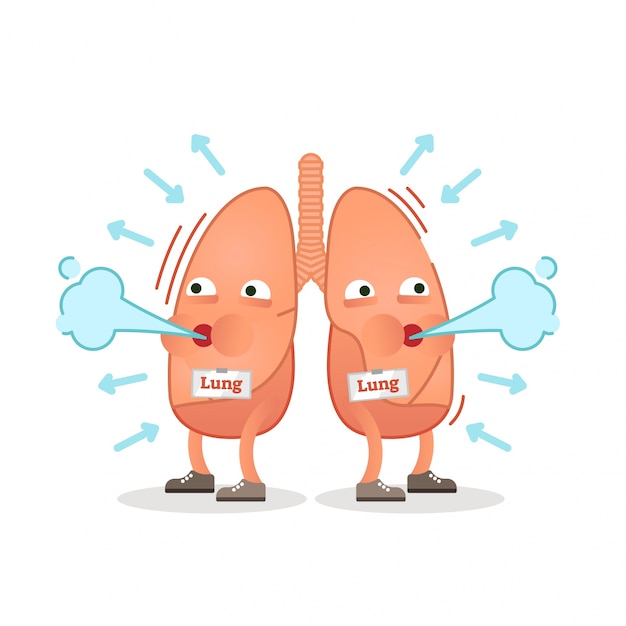  Breathing  lungs character vector illustration Premium Vector