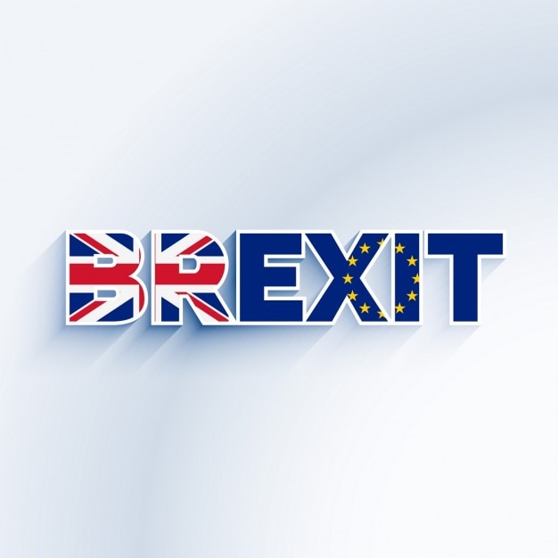 Brexit text with united kingdom and eu flag Free Vector
