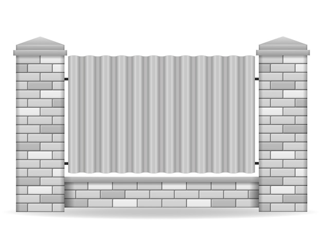 Premium Vector Brick Fence Vector Illustration Isolated On White