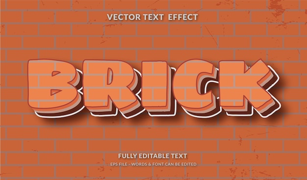 Premium Vector | Brick text style with brick wall background editable ...