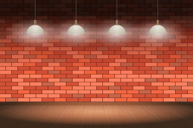 Premium Vector  Brick wall  and wooden floor background 