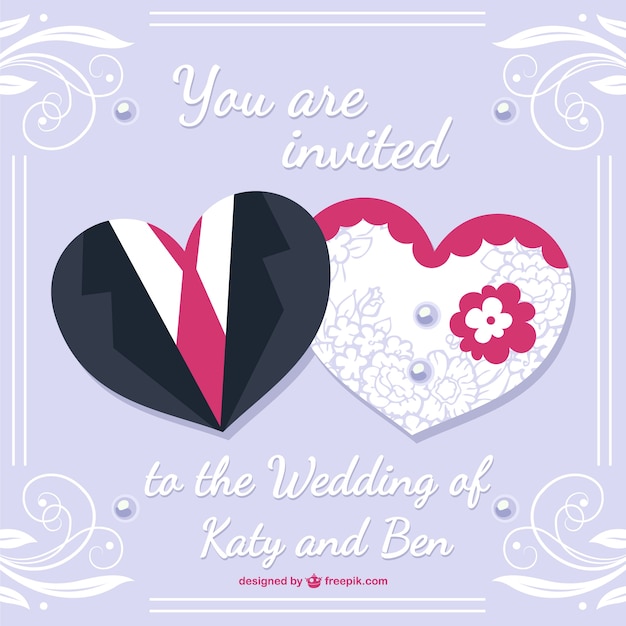 Bride and groom wedding card desing Vector | Free Download