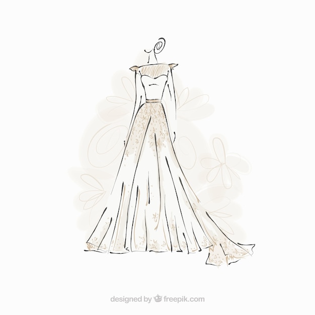 Free Vector Bride Dress Sketch