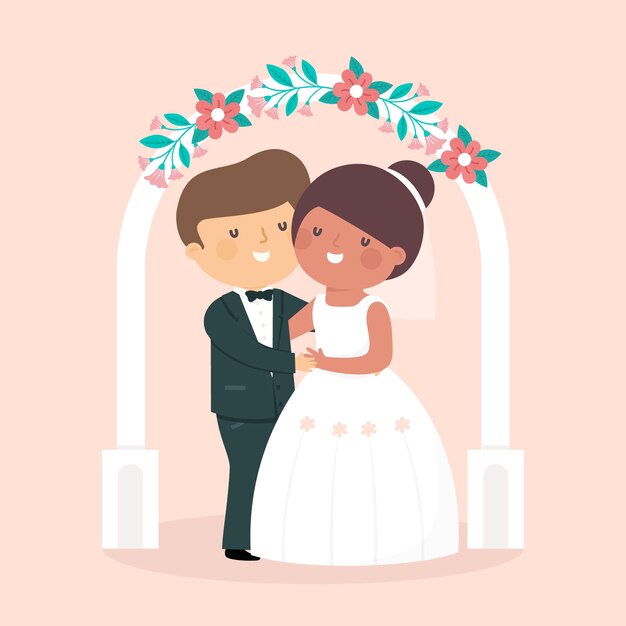 Free Vector | Bride and groom getting married