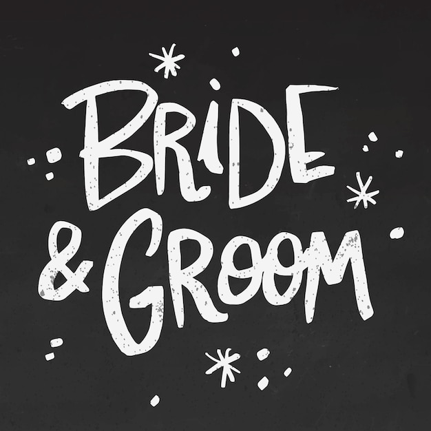 Bride and groom lettering on blackboard | Free Vector