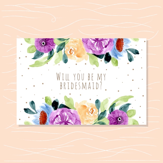  Bridesmaid card with floral watercolor