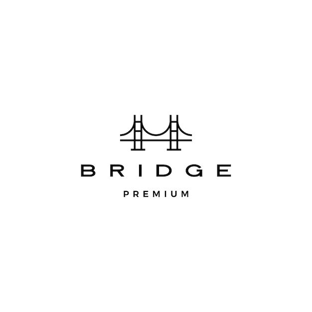 橋のロゴアイコンイラストラインアウトラインモノライン プレミアムベクター